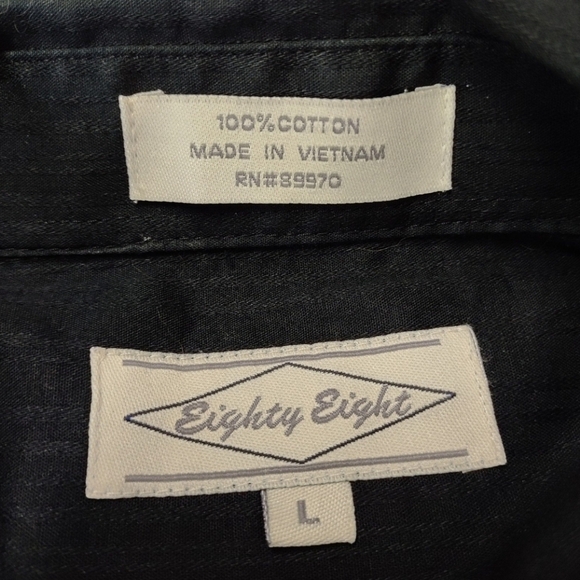 Eighty Eight Men's Black Blue Embellished Button Down Shirt Size L - Picture 7 of 7